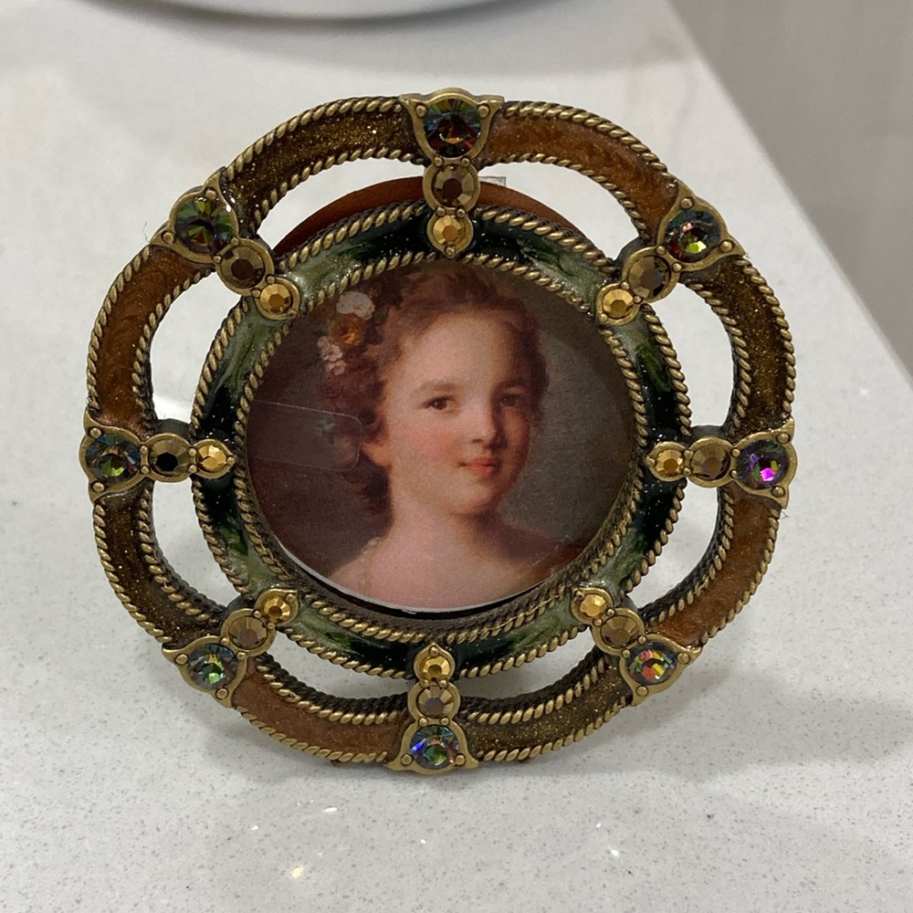 Jay Strongwater Round Picture Frame Swarovski Crystal  2 3/8"